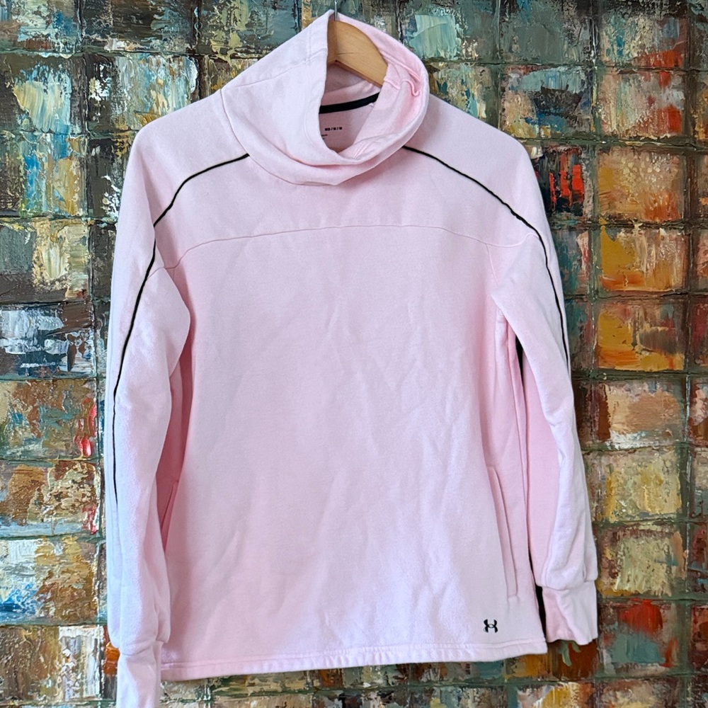 Under Armour Light Pink Funnel Neck Pullover with Black Piping